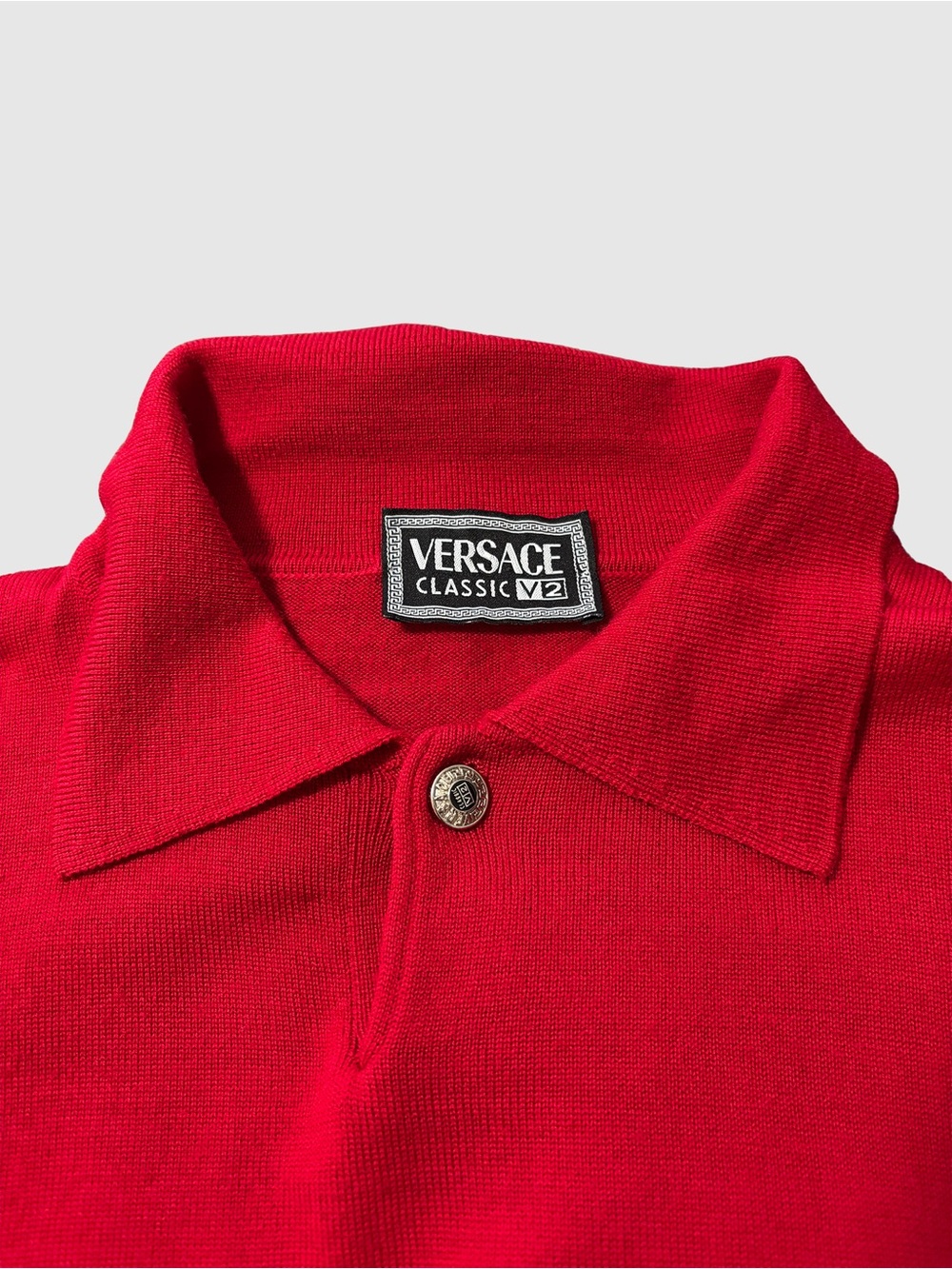 Versace Red Polo Knit with Signature Label